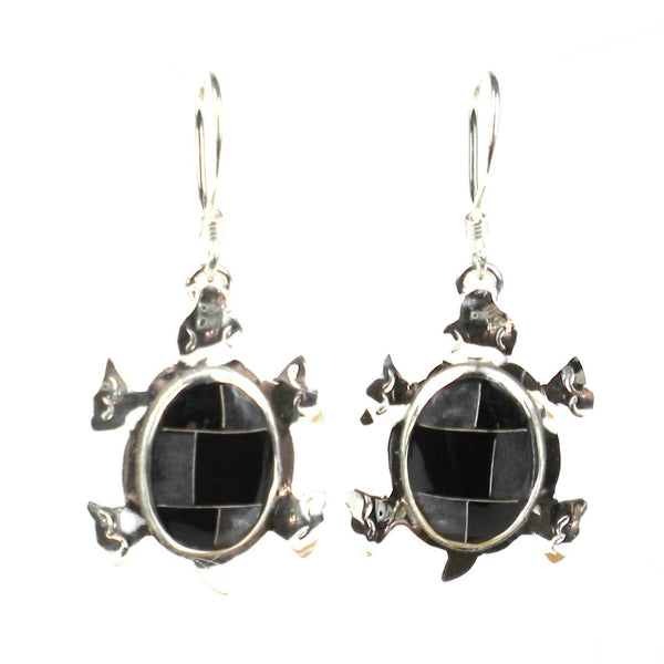 Turtle Earrings with Onyx Design - Artisana