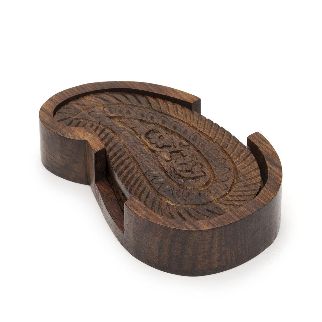Rosewood Paisley Coasters - Set of 4 - Matr Boomie