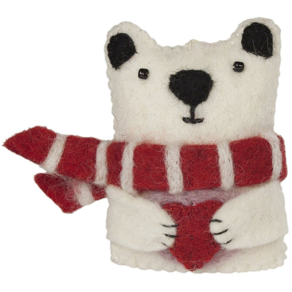 Paxton Polar Bear Felt Ornament - Wild Woolies (H)