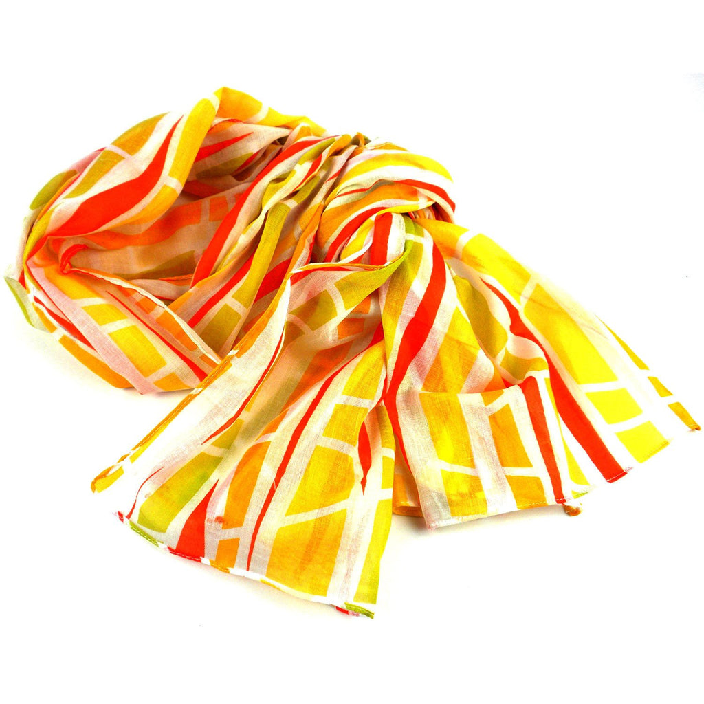 Yellow Columns Design Cotton Scarf Handmade and Fair Trade