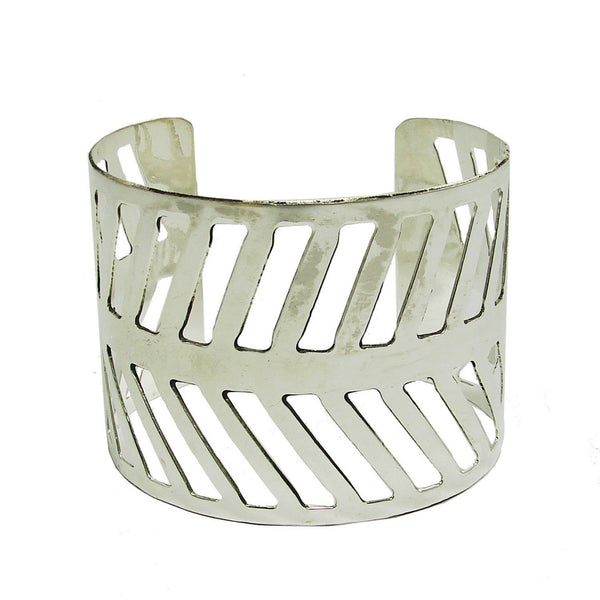 Chevron Path Cuff - silver Handmade and Fair Trade