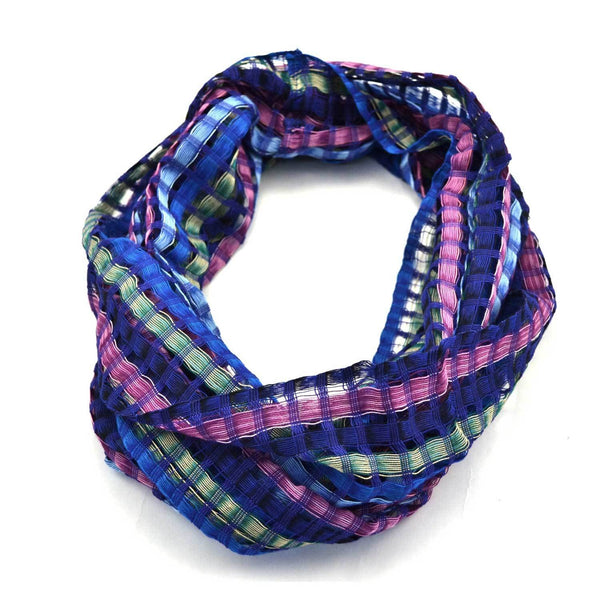 San Antonio Infinity Open Weave Scarf Blue Multi - Lucias Imports