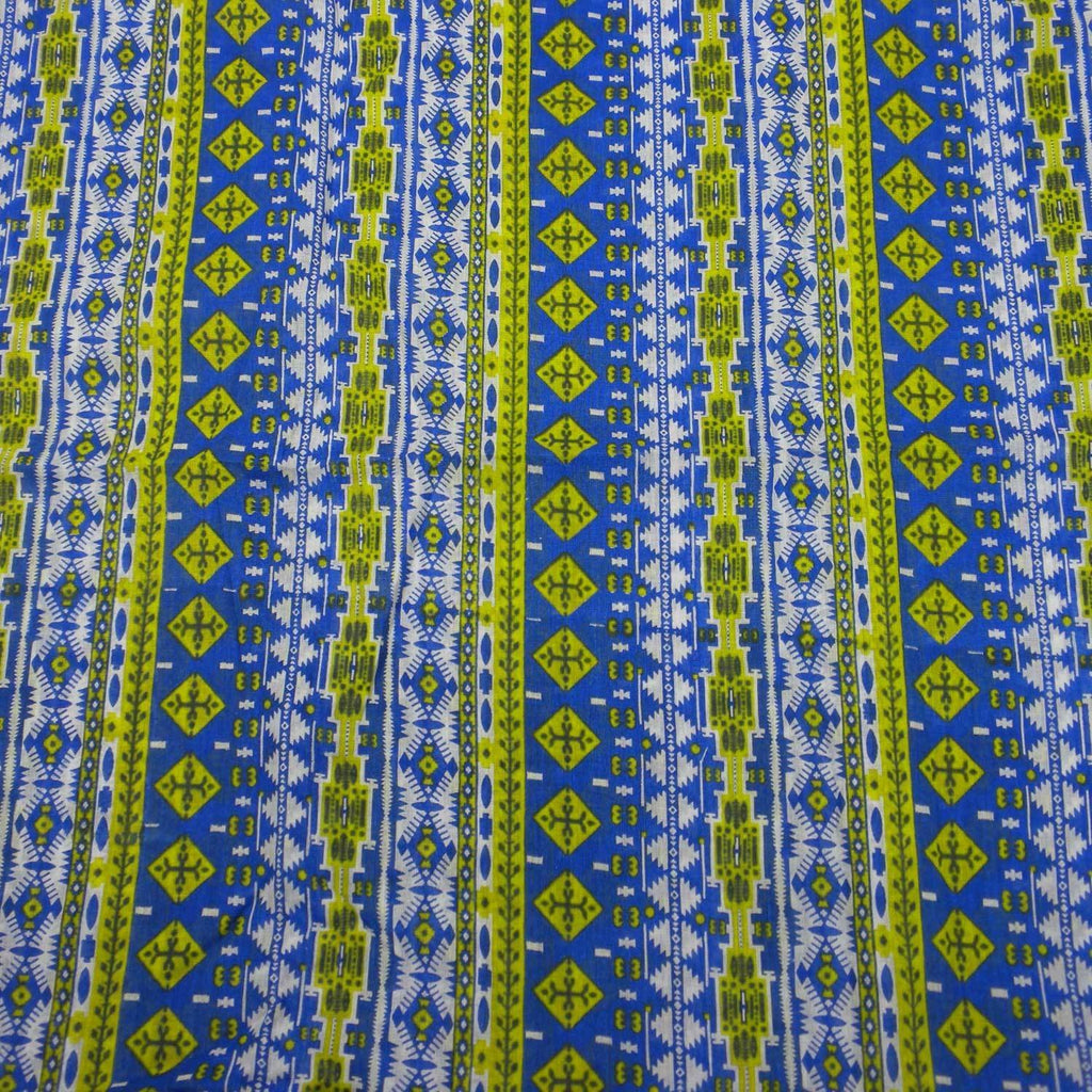 Blue and Green Glyph Cotton Scarf - Asha Handicrafts