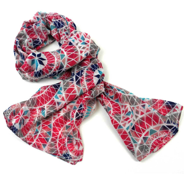 Pink Circles Polyester Scarf - Asha Handicrafts