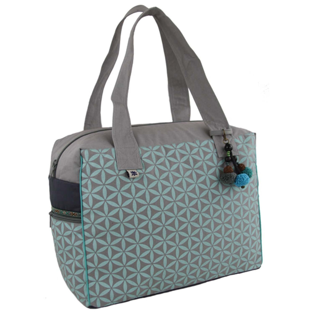 Flower of Life Retreat Bag Grey/Turquoise - Global Groove (B)