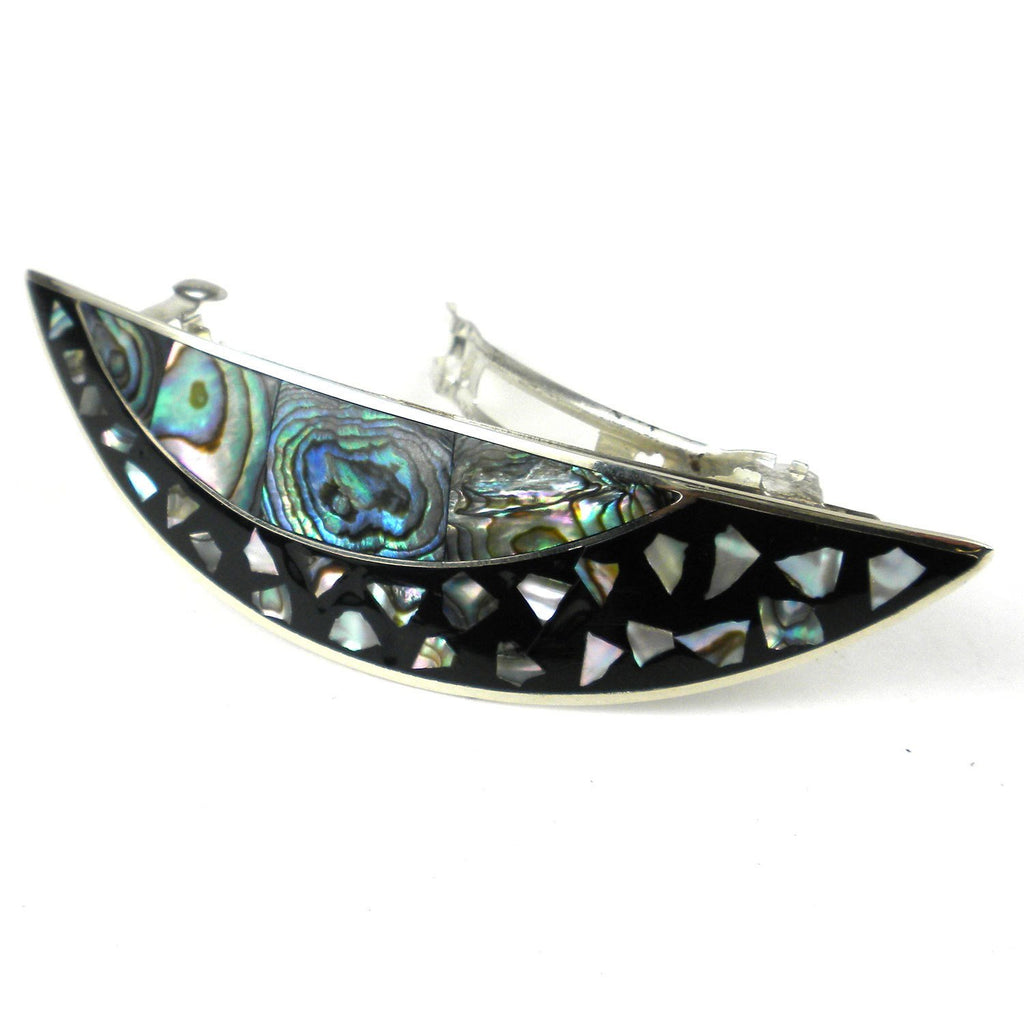 Abalone and Alpaca Silver Arc Barrette - Artisana