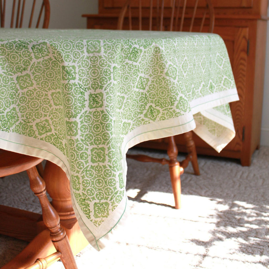 Lime Illusion Cotton Tablecloth 60 by 60 - Sustainable Threads (L)