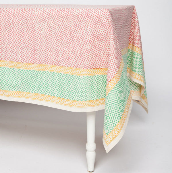 Orange Geometric Cotton Tablecloth 60 by 60 - Sustainable Threads (L)