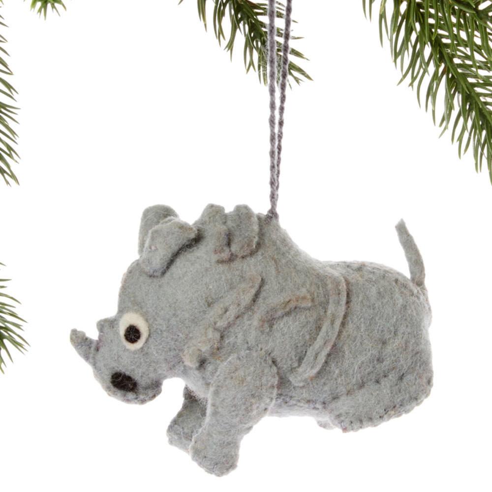 Rhino Felt Holiday Ornament - Silk Road Bazaar (O)
