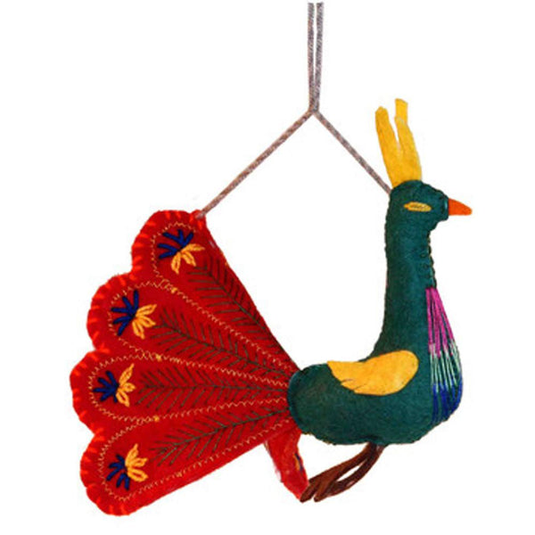 Red Peacock Ornament - Silk Road Bazaar (O)