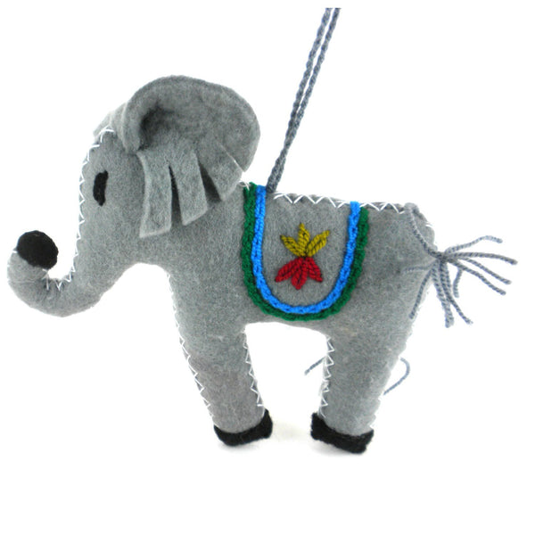 Elephant Felt Holiday Ornament - Silk Road Bazaar (O)