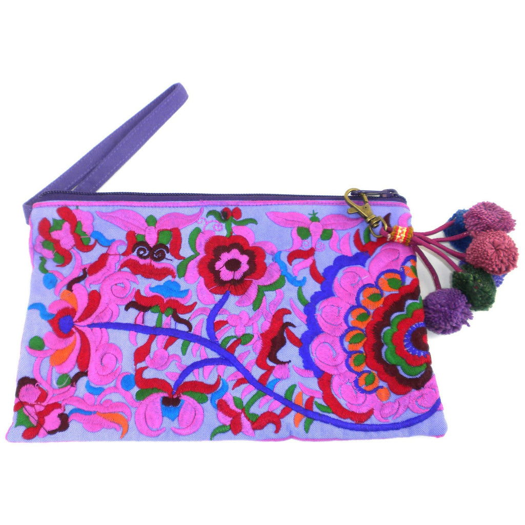 Double Sided Grab n' Go Pom Pom Clutch - Purple - Global Groove (P)