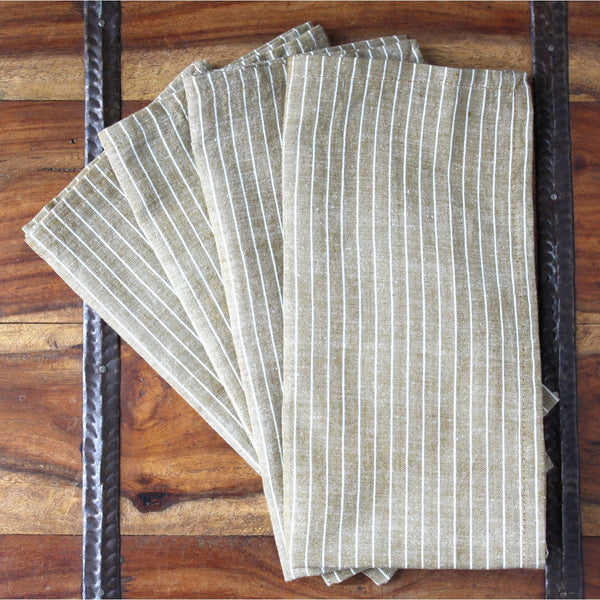 Cocoa Stripes 20 inch Cotton Napkin Set of 4 - Sustainable Threads (L)