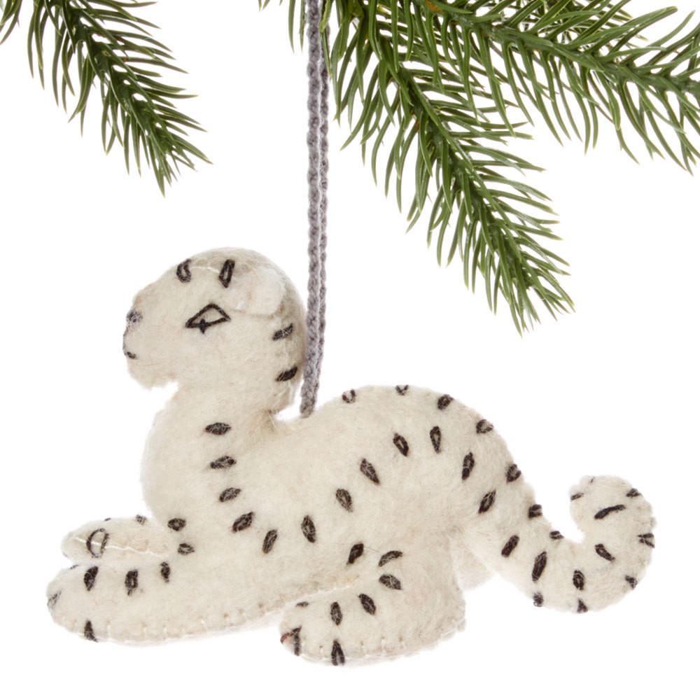 Snow Leopard Felt Holiday Ornament - Silk Road Bazaar (O)