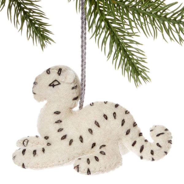Snow Leopard Felt Holiday Ornament - Silk Road Bazaar (O)