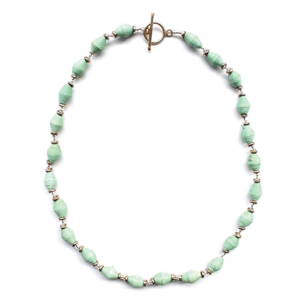 Single Strand Magazine Bead Necklace Seafoam - Imani Workshop (J)