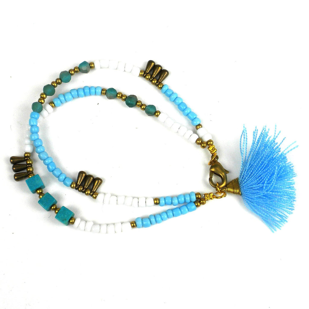 Kerala Tassel Bracelet Sky - Global Groove (J)