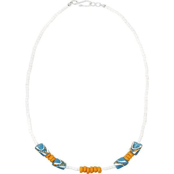 Hand Painted Necklace Light Blue - Global Mamas