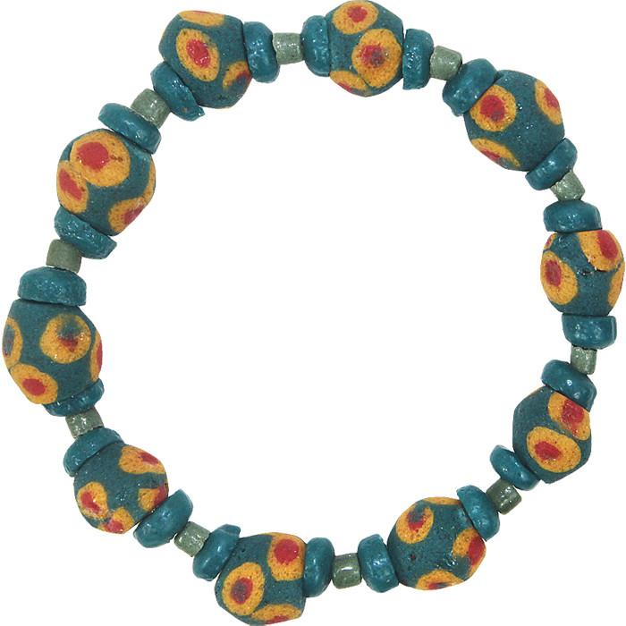 Hand Painted Recycled Glass Bracelet Moss - Global Mamas
