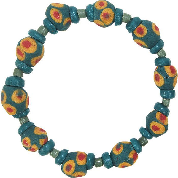 Hand Painted Recycled Glass Bracelet Moss - Global Mamas