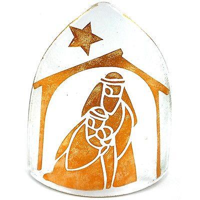 Handmade Copper Artisan Glass Nativity Candle Cover -