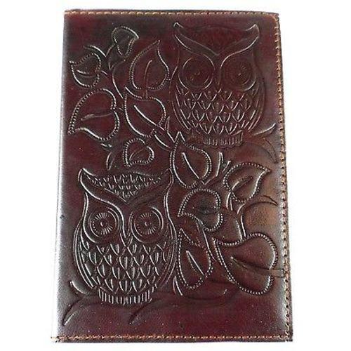 Night Owl" Embossed Leather Journal Handmade and Fair Trade