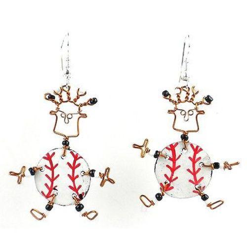 Dancing Girl Baseball Fanatic Earrings Handmade and Fair Trade