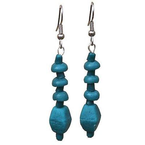 Teal Glass Pebbles Earrings Handmade and Fair Trade