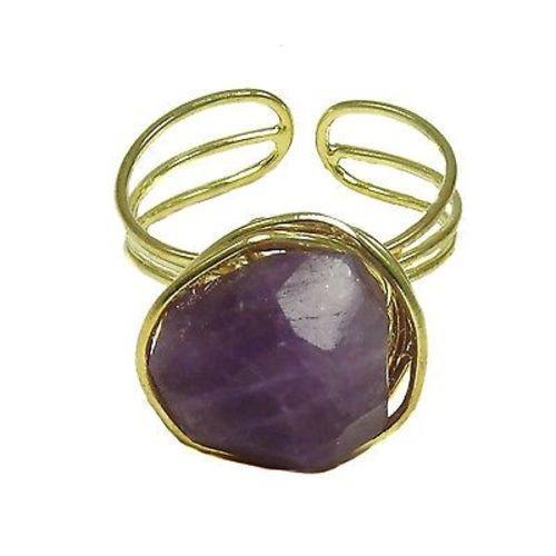 Agate Chunk Statement Ring in Plum Handmade and Fair Trade