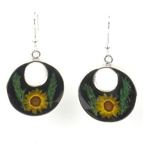Nahua Flower Round Drop Earrings Handmade and Fair Trade