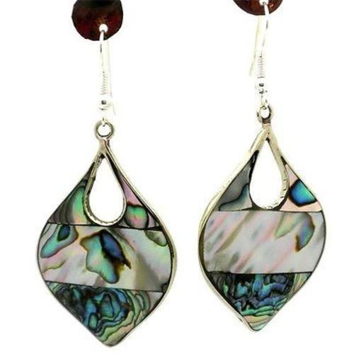 Abalone Teardrop Alpaca Silver Earrings Handmade and Fair Trade