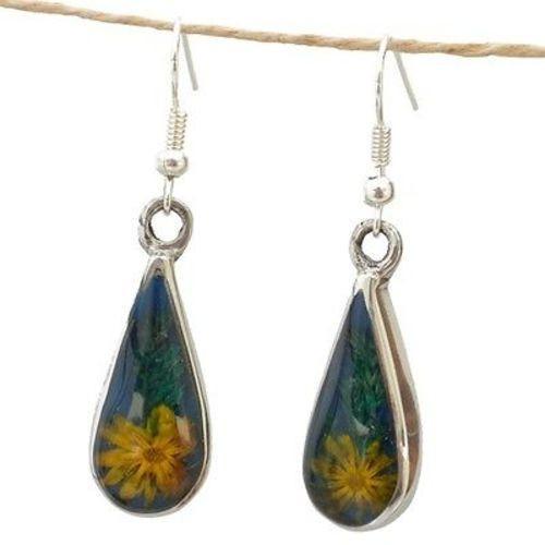 Yellow Flower Drop Earrings Handmade and Fair Trade