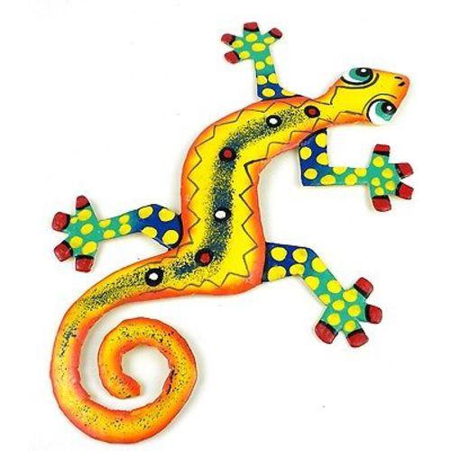 Eight Inch Dots and Yellow Metal Gecko - Caribbean Craft