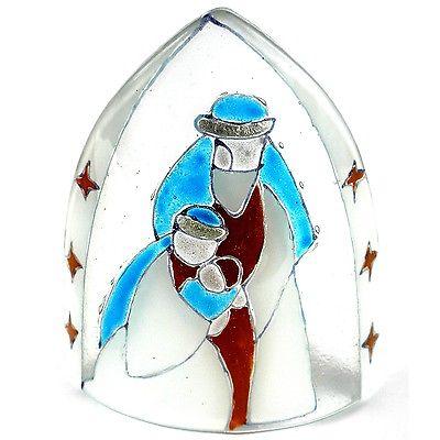 Handmade Artisan Glass Nativity Candle Cover -