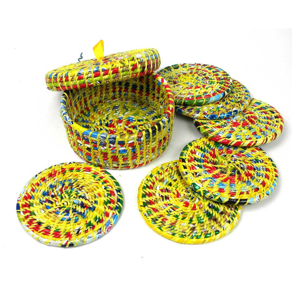 Recycled Wrapper Coasters Box Set Of 6 -