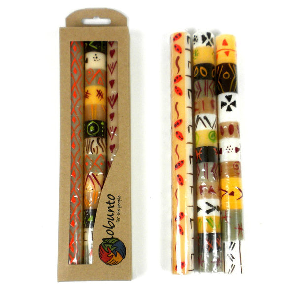 Tall Hand Painted Candles - Three in Box - Akono Design - Nobunto