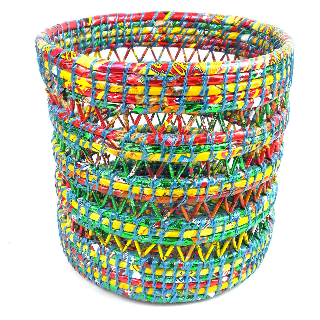 Open Weave Waste Basket Blue - Jeevankala (Basket)