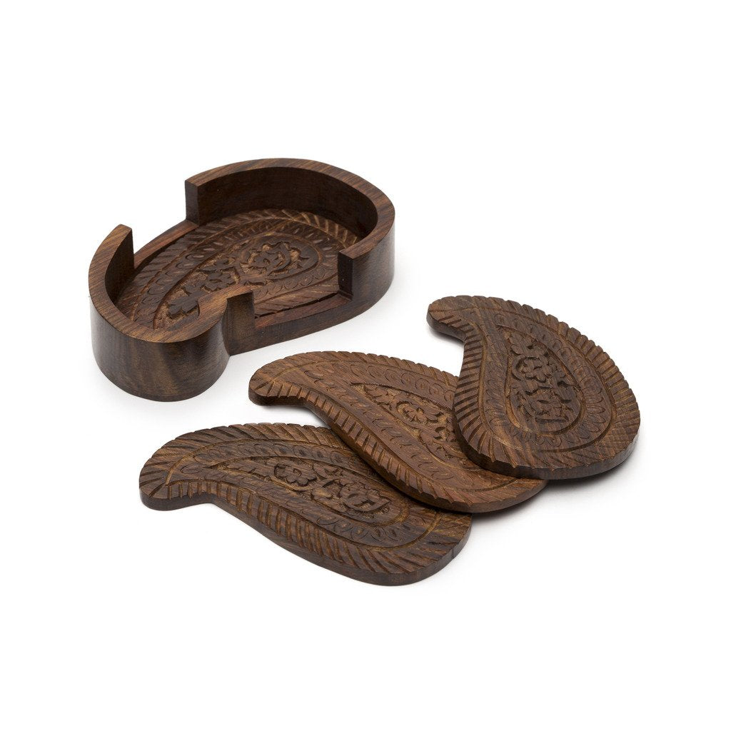 Rosewood Paisley Coasters - Set of 4 - Matr Boomie