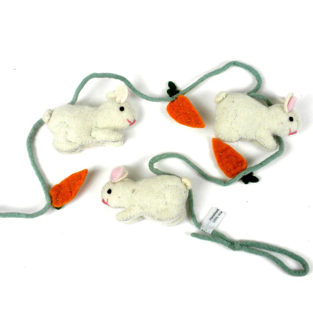 3 Ft Felt Rabbit and Carrot Garland - Silk Road Bazaar (O)