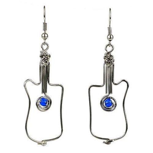 Handmade Silver Plated Wire Guitar Earrings Handmade and Fair Trade