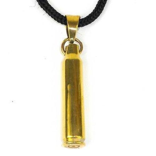 Brass Bullet Shell Pendant on Cord Handmade and Fair Trade