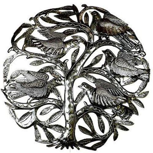 24-inch Tree of Life with 3-D Birds Metal Art Handmade and Fair Trade