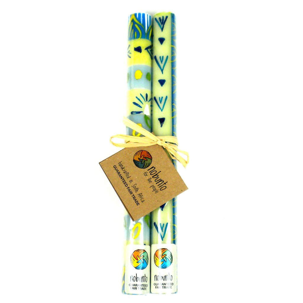 Tall Hand Painted Candles - Pair - Ihlobo Design - Nobunto