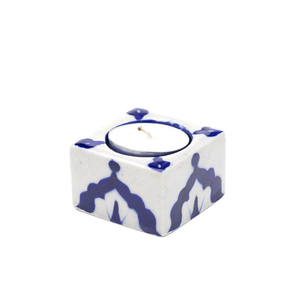 Blue Pottery Tea Light Holder - Indigo - Matr Boomie (Candle)