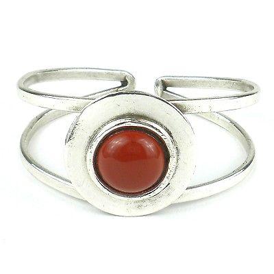 Jasper in the Round Silverplated Cuff - Brass Images