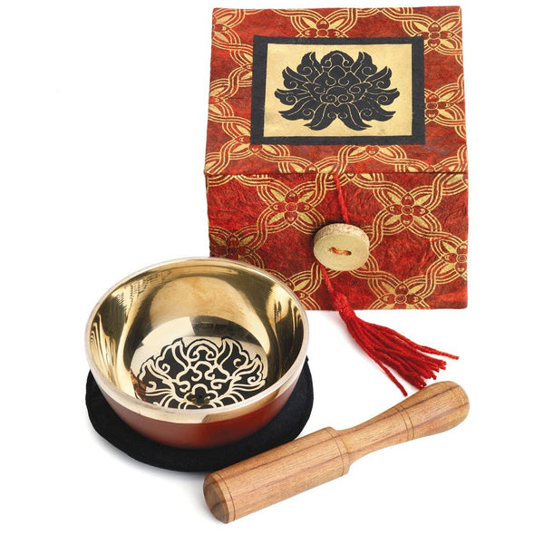 Meditation Bowl Box: 3'' Black Lotus - DZI (Meditation)