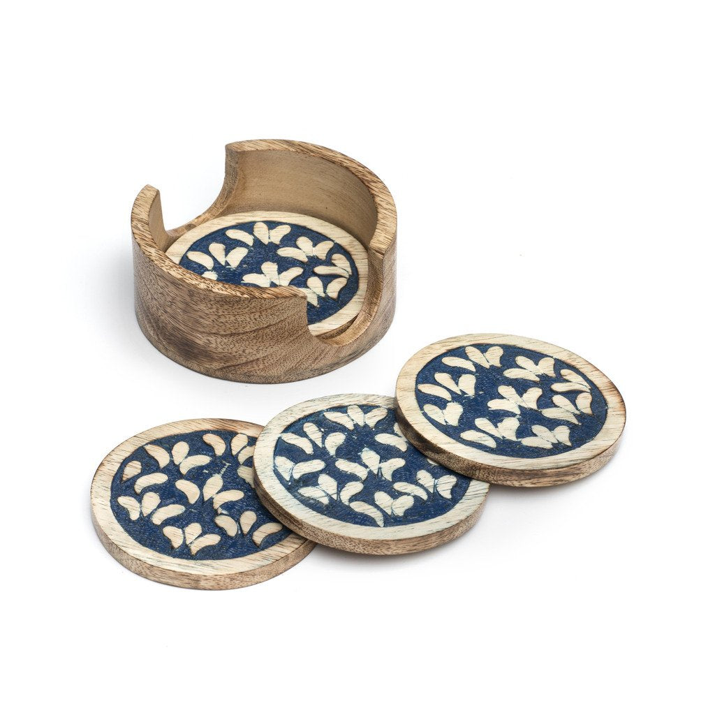 Holi Color Rub Coasters - Botanical -Set of 4 - Matr Boomie