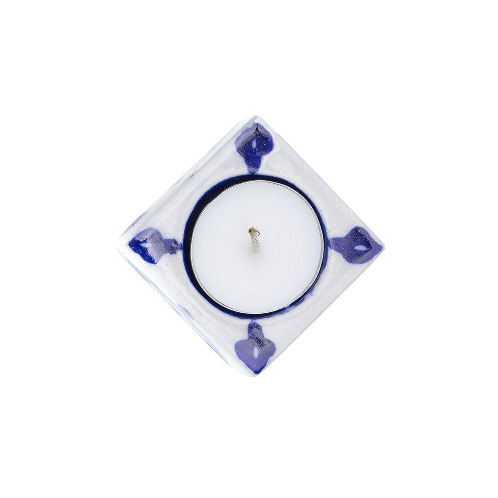 Blue Pottery Tea Light Holder - Indigo - Matr Boomie (Candle)