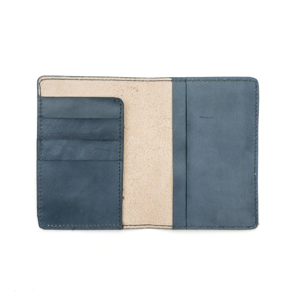 Sustainable Leather Passport Wallet - Blue - Matr Boomie (W)