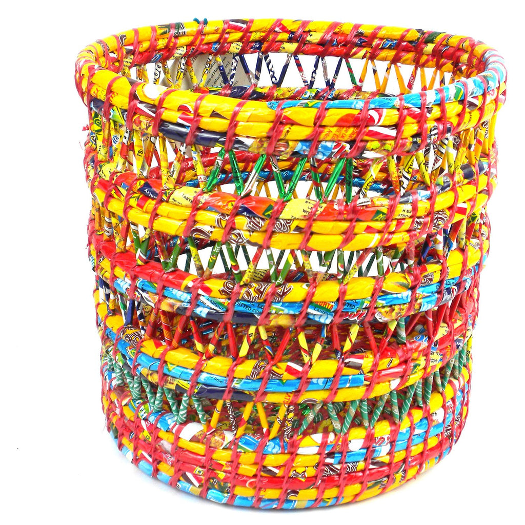 Open Weave Waste Basket Pink - Jeevankala (Basket)
